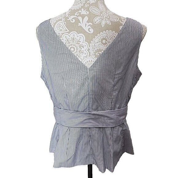 Kate Spade Blue Multi Stripe Peplum Top Sleeveless Cotton NWT Women's 14 - Picture 5 of 12